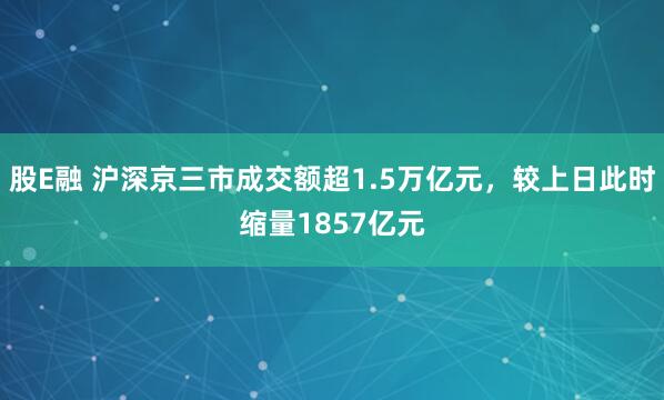 股E融 沪深京三市成交额超1.5万亿元，较上日此时缩量1857亿元